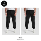 Fruit of the Loom Joggers 2 Pack - 80% cotton / 20% polyester 280gsm, Sizes S-2XL - Black
