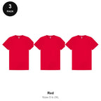 Mens Premium 180gsm T-Shirts 3 Pack - 100% ringspun cotton 180gsm, Sizes S-2XL - Red