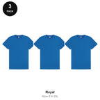 Mens Premium 180gsm T-Shirts 3 Pack - 100% ringspun cotton 180gsm, Sizes S-2XL - Royal