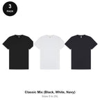 Mens Premium 180gsm T-Shirts 3 Pack - 100% ringspun cotton 180gsm, Sizes S-2XL - Classic Mix (Black, White, Navy)