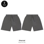 Sweat Shorts 2 Pack - 80% cotton / 20% polyester brushed-back fleece 280gsm, Sizes S-2XL - Charcoal