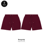 Sweat Shorts 2 Pack - 80% cotton / 20% polyester brushed-back fleece 280gsm, Sizes S-2XL - Burgundy