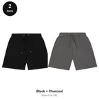 Sweat Shorts 2 Pack - 80% cotton / 20% polyester brushed-back fleece 280gsm, Sizes S-2XL - Black + Charcoal