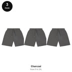 Sweat Shorts 3 Pack - 80% cotton / 20% polyester brushed-back fleece 280gsm, Sizes S-2XL - Charcoal