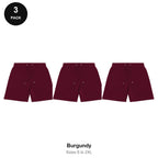 Sweat Shorts 3 Pack - 80% cotton / 20% polyester brushed-back fleece 280gsm, Sizes S-2XL - Burgundy