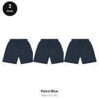 Sweat Shorts 3 Pack - 80% cotton / 20% polyester brushed-back fleece 280gsm, Sizes S-2XL - Petrol Blue