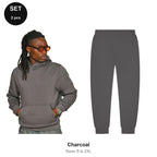 Tracksuit Set: Casual Core Hoodie + Joggers - 80% cotton / 20% polyester brushed-back fleece 280gsm, Sizes S-2XL - Charcoal