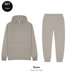 Tracksuit Set: Casual Core Hoodie + Joggers - 80% cotton / 20% polyester brushed-back fleece 280gsm, Sizes S-2XL - Stone