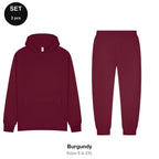 Tracksuit Set: Casual Core Hoodie + Joggers - 80% cotton / 20% polyester brushed-back fleece 280gsm, Sizes S-2XL - Burgundy