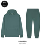 Tracksuit Set: Casual Core Hoodie + Joggers - 80% cotton / 20% polyester brushed-back fleece 280gsm, Sizes S-2XL - Pine Green