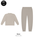 Sweatshirt + Joggers Set - 80% cotton / 20% polyester brushed-back fleece 280gsm, Sizes S-2XL - Stone