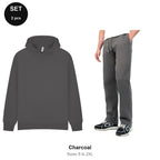 Oversized Tracksuit Set: Casual Core Oversize Hoodie + Relaxed Joggers - 80% cotton / 20% polyester brushed-back fleece  - Charcoal