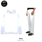Oversized Tracksuit Set: Casual Core Oversize Hoodie + Relaxed Joggers - 80% cotton / 20% polyester brushed-back fleece  - White