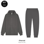 Zip Hoodie + Joggers Tracksuit Set - 80% cotton / 20% polyester brushed-back fleece 280gsm, Sizes S-2XL - Charcoal