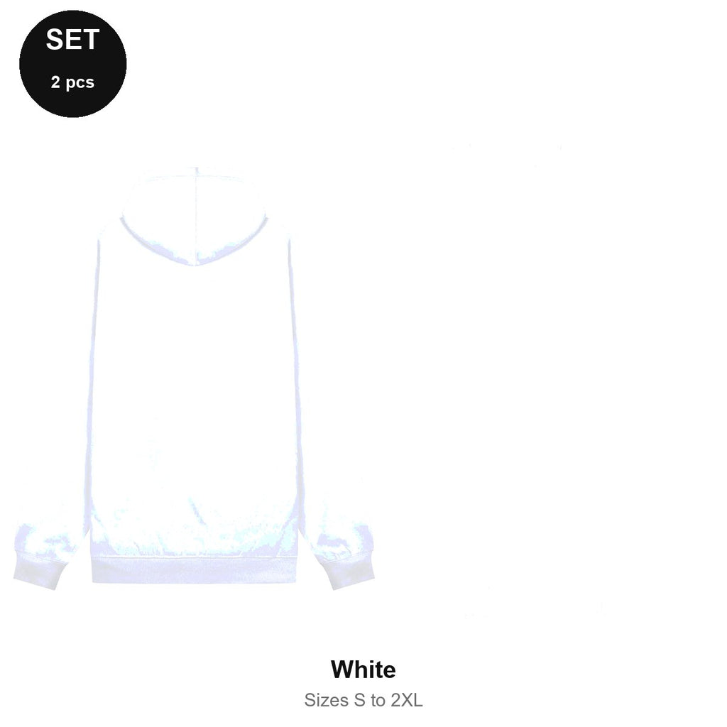 Zip Hoodie + Joggers Tracksuit Set - 80% cotton / 20% polyester brushed-back fleece 280gsm, Sizes S-2XL - White