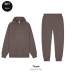 Zip Hoodie + Joggers Tracksuit Set - 80% cotton / 20% polyester brushed-back fleece 280gsm, Sizes S-2XL - Taupe