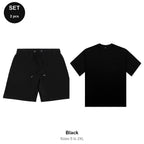 Summer Set: Sweat Shorts + Organic Tee - 80% cotton / 20% polyester brushed-back fleece 280gsm, Sizes S-2XL - Black