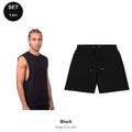 Gym Set: Drop-Arm Tank + Sweat Shorts - 100% organic cotton 180gsm, Sizes S-2XL, Gym & Sports - Black