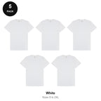 Mens Premium 180gsm T-Shirts 5 Pack - 100% ringspun cotton 180gsm, Sizes S-2XL - White