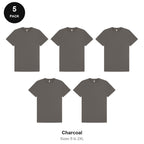 Mens Premium 180gsm T-Shirts 5 Pack - 100% ringspun cotton 180gsm, Sizes S-2XL - Charcoal