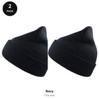 Beanie Hats 2 Pack - 100% recycled polyester knit, One Size - Navy