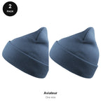 Beanie Hats 2 Pack - 100% recycled polyester knit, One Size - Aviateur
