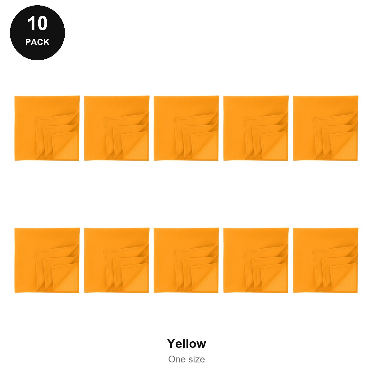 Bandanas 10 Pack - 100% recycled polyester, One Size - Yellow
