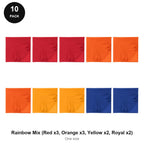 Bandanas 10 Pack - 100% recycled polyester, One Size - Rainbow Mix (Red x3, Orange x3, Yellow x2, Royal x2)