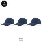 5 Panel Baseball Caps 3 Pack - 100% recycled polyester, One Size - Navy