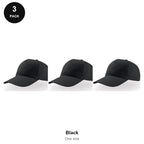 5 Panel Baseball Caps 3 Pack - 100% recycled polyester, One Size - Black
