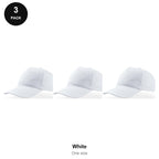 5 Panel Baseball Caps 3 Pack - 100% recycled polyester, One Size - White