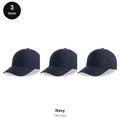 Recycled Baseball Caps 3 Pack - 100% recycled polyester, One Size - Navy