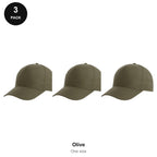 Recycled Baseball Caps 3 Pack - 100% recycled polyester, One Size - Olive