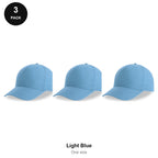 Recycled Baseball Caps 3 Pack - 100% recycled polyester, One Size - Light Blue