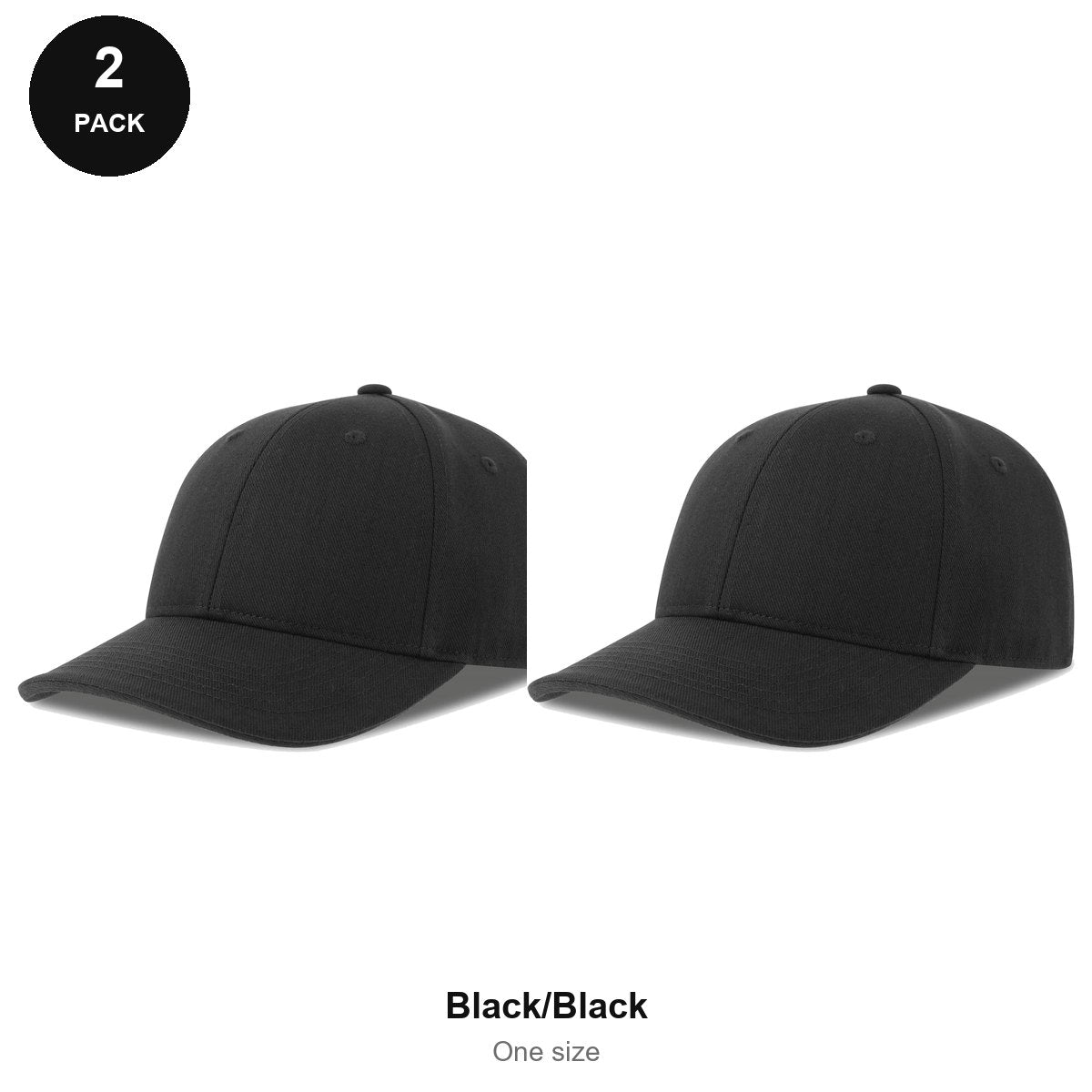 Sandwich Peak Caps 2 Pack - Cotton twill, One Size - Black/Black