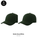 Sandwich Peak Caps 2 Pack - Cotton twill, One Size - Bottle Green/White