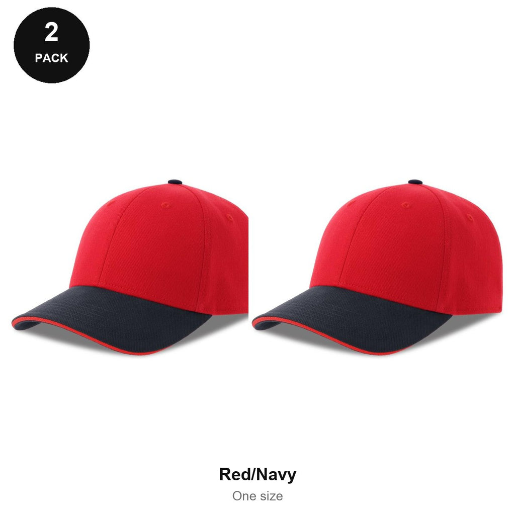 Sandwich Peak Caps 2 Pack - Cotton twill, One Size - Red/Navy