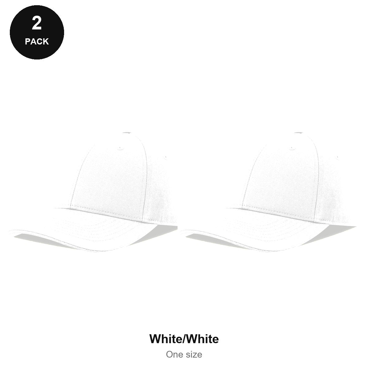 Sandwich Peak Caps 2 Pack - Cotton twill, One Size - White/White