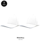 Sandwich Peak Caps 2 Pack - Cotton twill, One Size - White/Navy