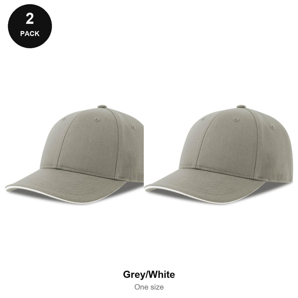 Sandwich Peak Caps 2 Pack - Cotton twill, One Size - Grey/White