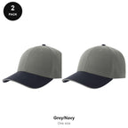 Sandwich Peak Caps 2 Pack - Cotton twill, One Size - Grey/Navy