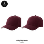 Sandwich Peak Caps 2 Pack - Cotton twill, One Size - Burgundy/White