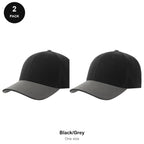 Sandwich Peak Caps 2 Pack - Cotton twill, One Size - Black/Grey