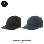 Sandwich Peak Caps 2 Pack - Cotton twill, One Size - Black/Black + Navy/Navy