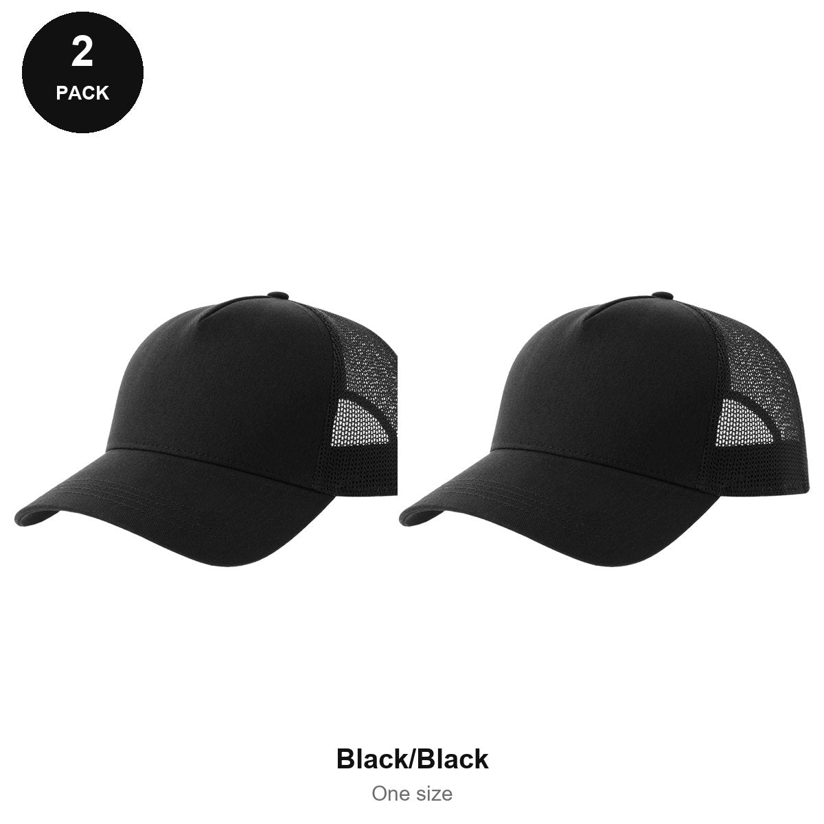 Trucker Caps 2 Pack - Cotton twill, One Size - Black/Black