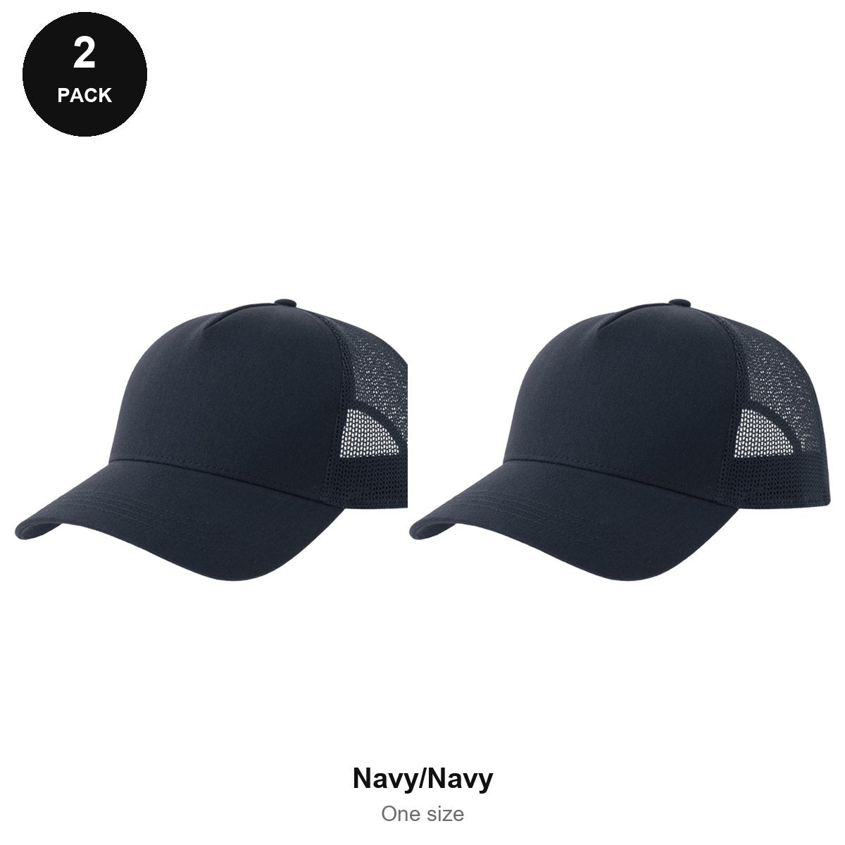 Trucker Caps 2 Pack - Cotton twill, One Size - Navy/Navy