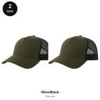 Trucker Caps 2 Pack - Cotton twill, One Size - Olive/Black