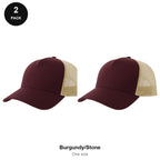 Trucker Caps 2 Pack - Cotton twill, One Size - Burgundy/Stone