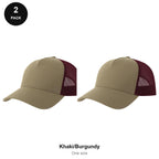 Trucker Caps 2 Pack - Cotton twill, One Size - Khaki/Burgundy
