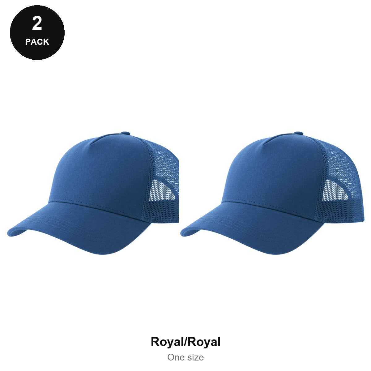 Trucker Caps 2 Pack - Cotton twill, One Size - Royal/Royal